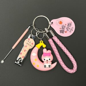 Cute Charm Keychain with Pink Beaded Strap