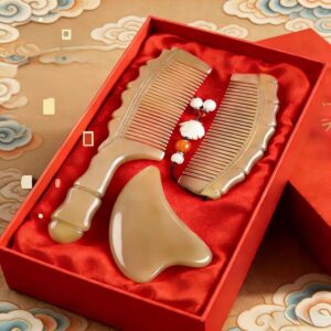 Golden Gua Sha & Hair Comb Beauty Wellness Set
