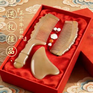 Golden Gua Sha & Hair Comb Beauty Wellness Set