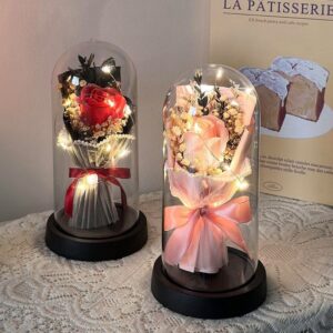 Eternal Rose Glass Dome Preserved Flower Decor