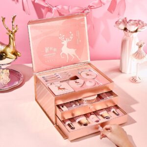 Pink Deer Embossed Multi-Layer Jewelry Storage Box