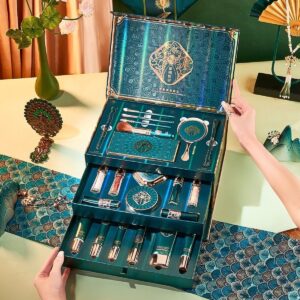 Luxury Teal Multi-Tier Makeup Trunk