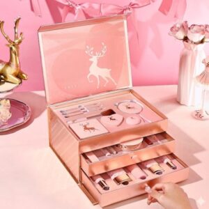 Pink Deer Embossed Multi-Layer Jewelry Storage Box